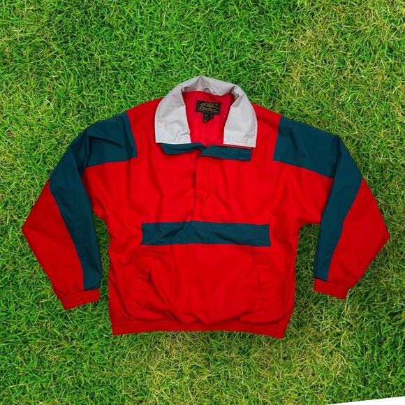 Vintage 90's Eddie Bauer Gore Tex Anorak Pullover Windbreaker Red Large - Picture 1 of 7